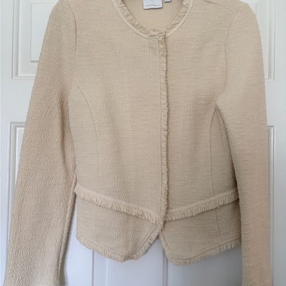 Anthropologie Cream Textured Blazer - Picture 3 of 6
